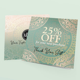 Personalize Business Logo | Elegant Green Yoga Discount Card