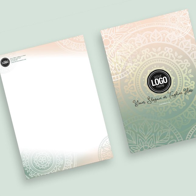 Personalize Business Logo | Elegant Green Yoga Letterhead (Creator Uploaded)