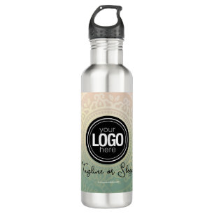 Personalize Business Logo Elegant Green Yoga Stainless Steel Water Bottle