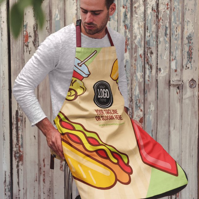 Personalize Business Logo | Hamburger Hotdog Theme Apron (Creator Uploaded)