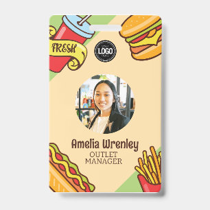 Personalize Business Logo Hamburger Hotdog Theme Badge