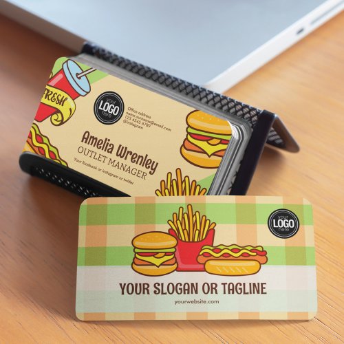 Personalize Business Logo  Hamburger Hotdog Theme Business Card