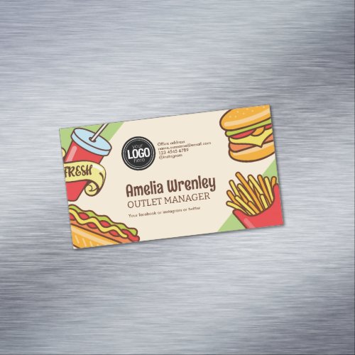 Personalize Business Logo  Hamburger Hotdog Theme Business Card Magnet