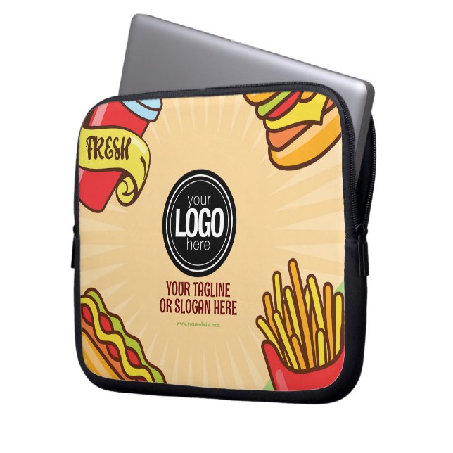 Personalize Business Logo | Hamburger Hotdog Theme Laptop Sleeve (Front Left)