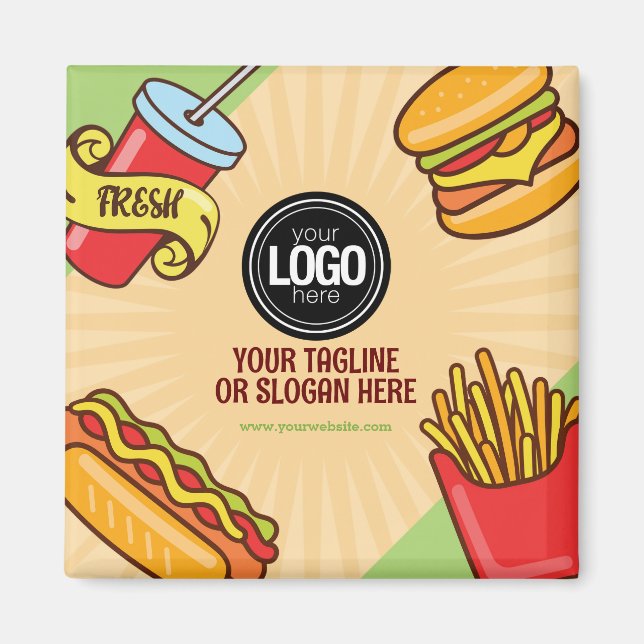 Personalize Business Logo | Hamburger Hotdog Theme Magnet (Front)