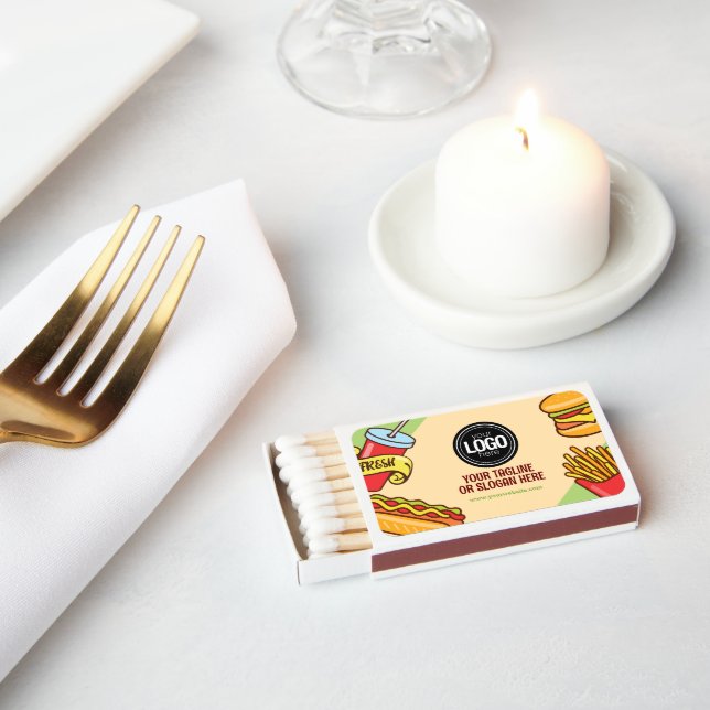 Personalize Business Logo | Hamburger Hotdog Theme Matchboxes (Insitu)