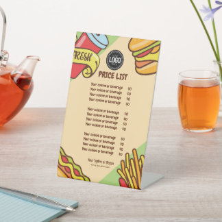 Personalize Business Logo | Hamburger Hotdog Theme Pedestal Sign