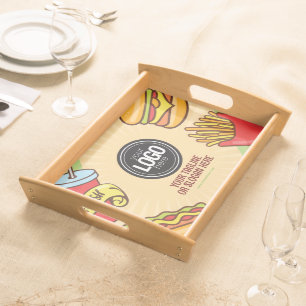 Personalize Business Logo   Hamburger Hotdog Theme Serving Tray