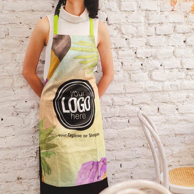 Personalize Business Logo watercolor ice cream Apron (Creator Uploaded)