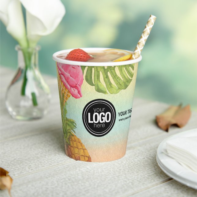 Personalize business logo watercolor ice cream paper cups (Insitu)