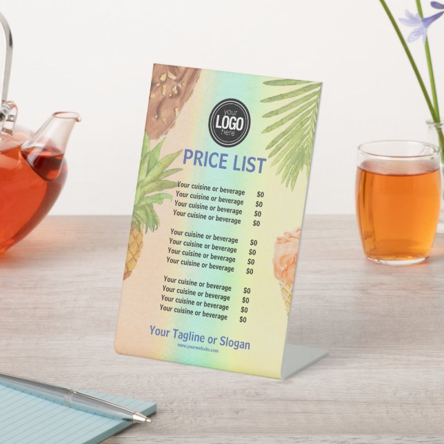 Personalize Business Logo watercolor ice cream Pedestal Sign (In SItu)