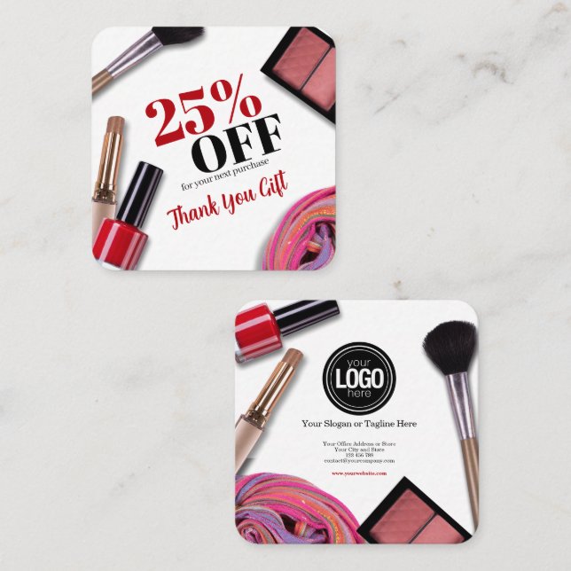 Personalize Business | Modern Makeup Company Discount Card (Front/Back)