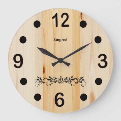 Personalize Butcher Block Wood Large Clock