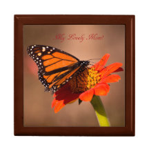 Personalize Butterfly on red sunflower