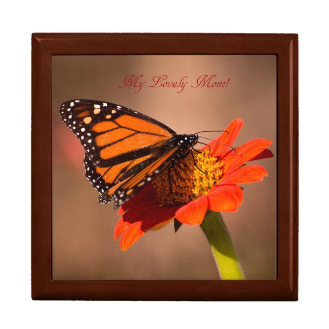 Personalize Butterfly on red sunflower Gift Box (Front)