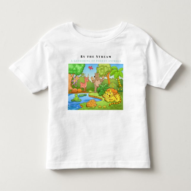 Personalize By The Stream Gathering Forest Animals Toddler T-shirt (Front)
