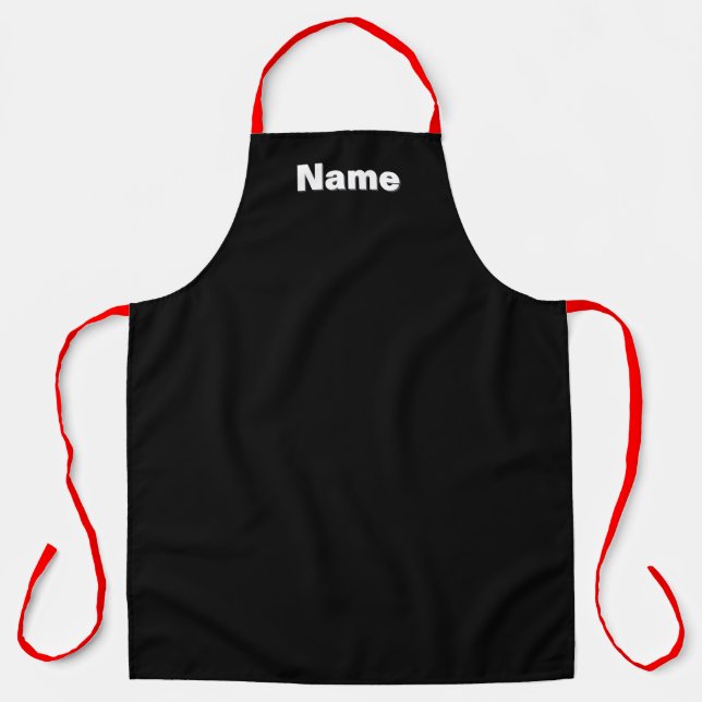 Personalize Cafe Caterer Baker Black Kitchen     Apron (Front)