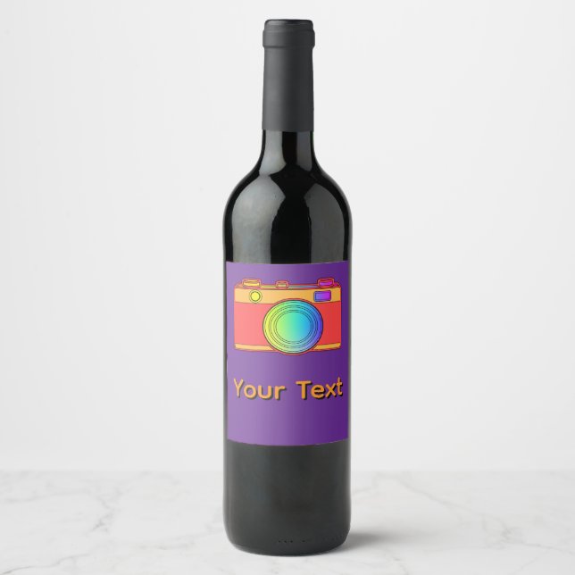 Personalize Camera Design Purple Wine Label (Front)