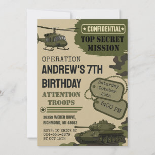 Personalize Camo Army Birthday Party Invitation