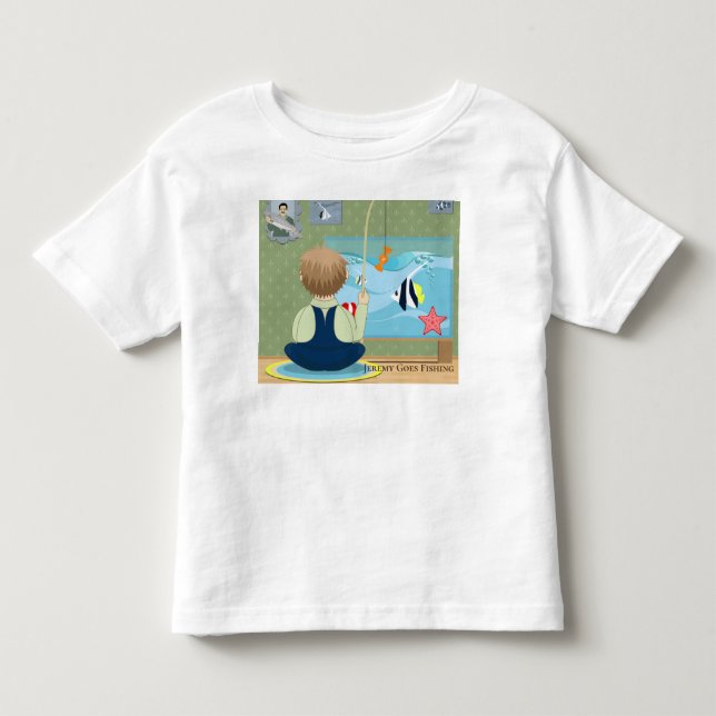Personalize Cartoon Jeremy Goes Fishing Toddler T-shirt (Front)
