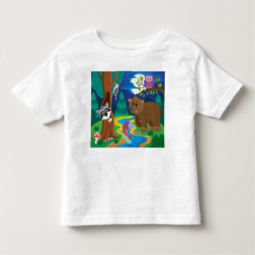 Personalize Cartoon Stream Forest Animals  Toddler T_shirt