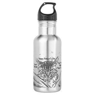 Personalize Cat Father's Day  Stainless Steel Water Bottle