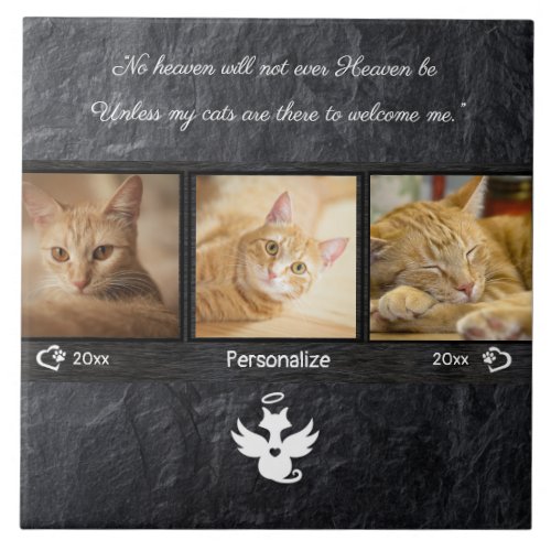 Personalize Cat Memorial Photo Ceramic Tile