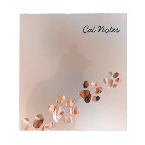 Personalize  Cat Paw Prints For Cat Lovers Notepad