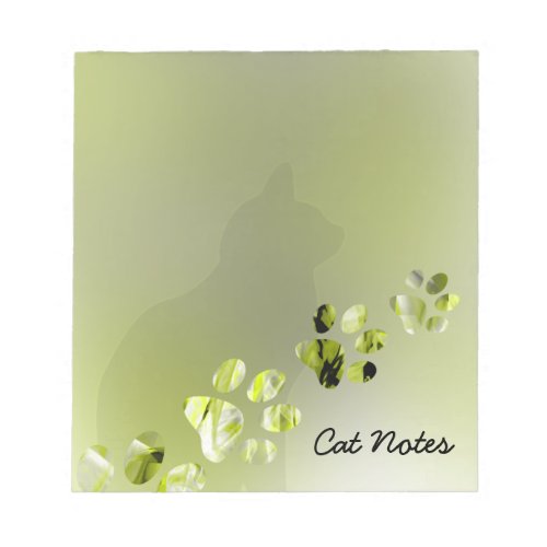 Personalize Cat Paw Prints For Cat Lovers Notepad
