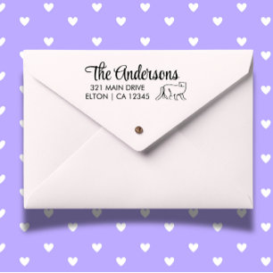Personalize Cat Script Return Address  Rubber Stamp