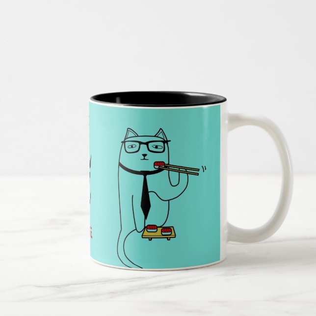 Personalize cat sushi mug w/ your name or business (Right)