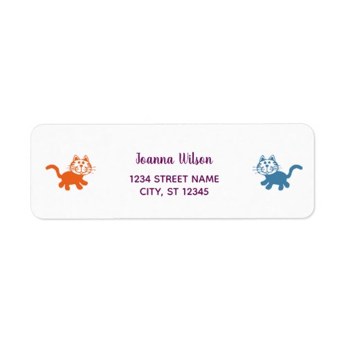 Personalize Cats Cute Modern Return Address Label