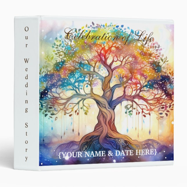 Personalize Celebration of Life Memorial Guestbook 3 Ring Binder (Front/Spine)