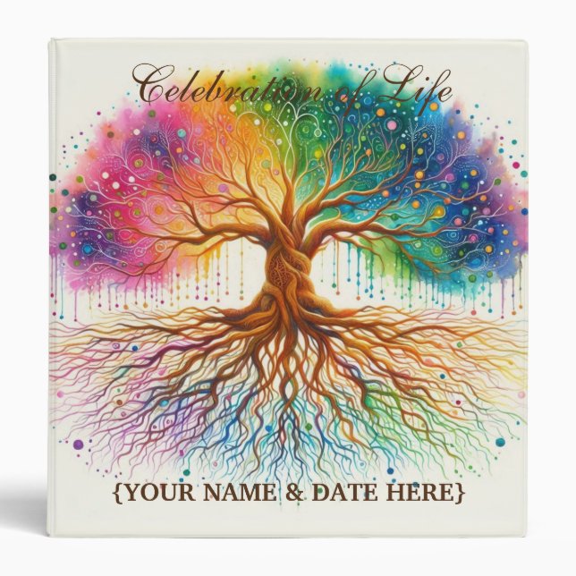 Personalize Celebration of Life Memorial Guestbook 3 Ring Binder (Front)