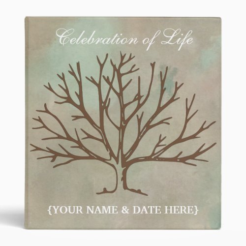 Personalize Celebration of Life Memorial Guestbook 3 Ring Binder