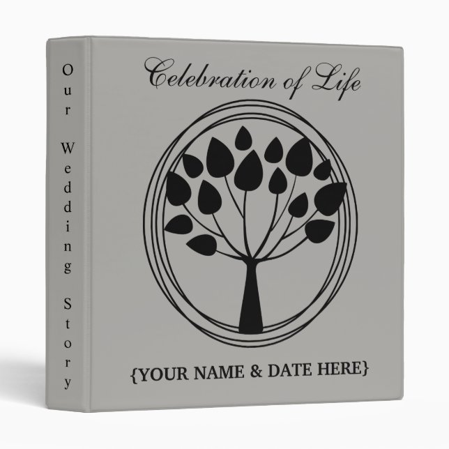 Personalize Celebration of Life Memorial Guestbook 3 Ring Binder (Front/Spine)