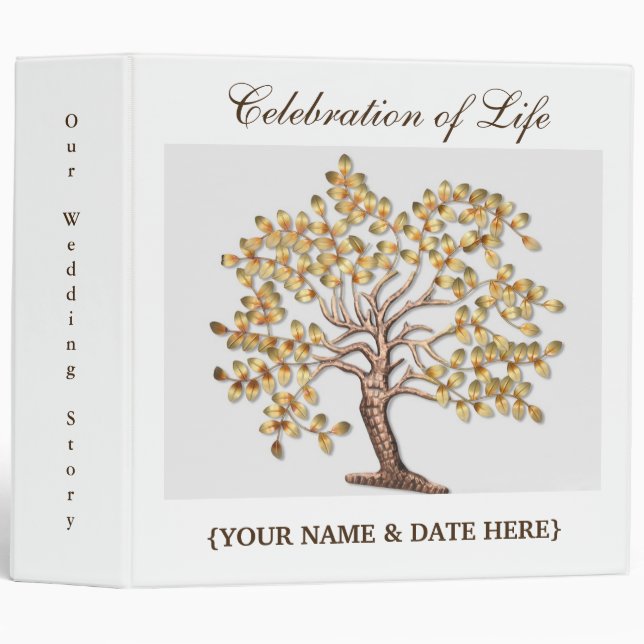 Personalize Celebration of Life Memorial Guestbook 3 Ring Binder (Front/Spine)