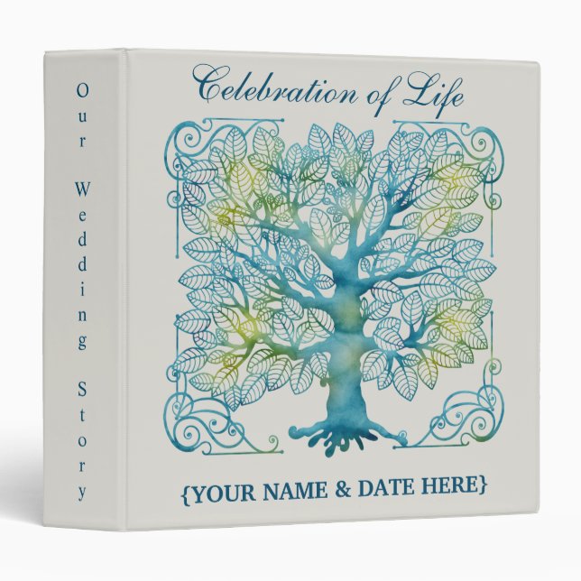 Personalize Celebration of Life Memorial Guestbook 3 Ring Binder (Front/Spine)