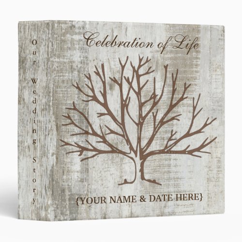 Personalize Celebration of Life Memorial Guestbook 3 Ring Binder