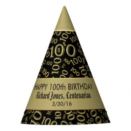 Personalize: Centenarian, 100th Birthday Theme Party Hat