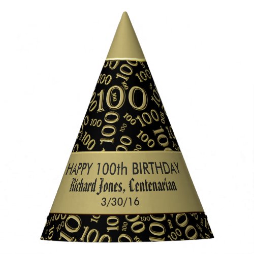 Personalize  Centenarian 100th Birthday Theme Party Hat