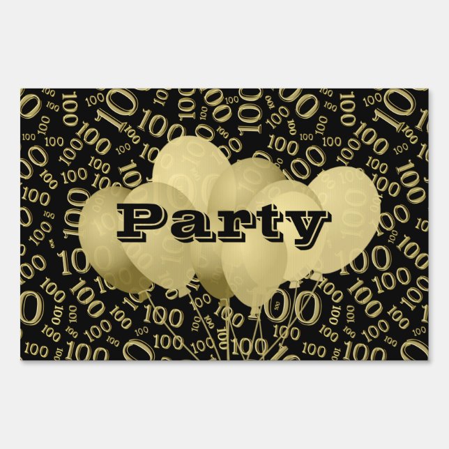 Personalize:  Centenarian, 100th Birthday Theme Yard Sign (Front)