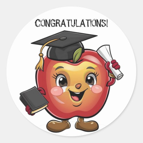 Personalize change Text to Name apple graduation Classic Round Sticker