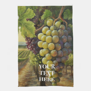 Personalize Change Words Fresh Grapes Fun Vineyard Kitchen Towel
