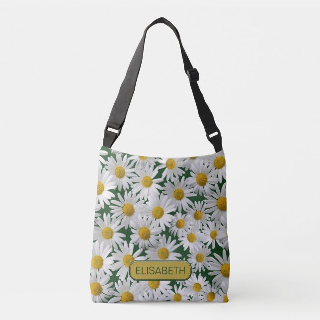 Personalize - Cheerful, Bright Daisy Crossbody Bag (Front)