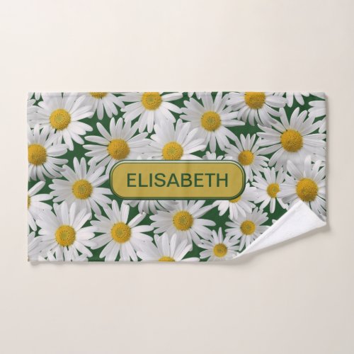 Personalize _ Cheerful Bright Daisy Hand Towel