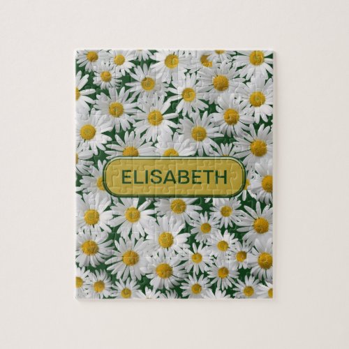 Personalize _ Cheerful Bright Daisy Jigsaw Puzzle