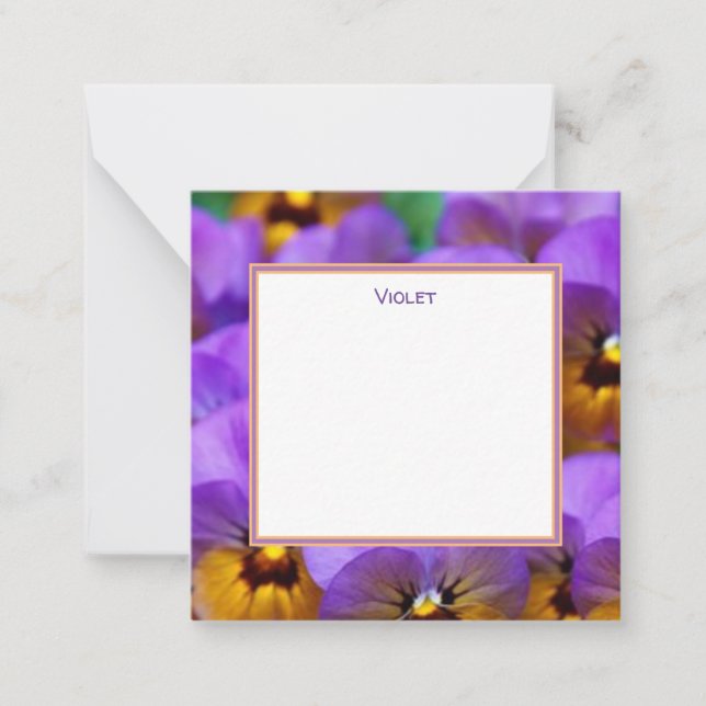 Personalize CHEERFUL VIOLETS , ADD YOUR NAME Note Card (Front)