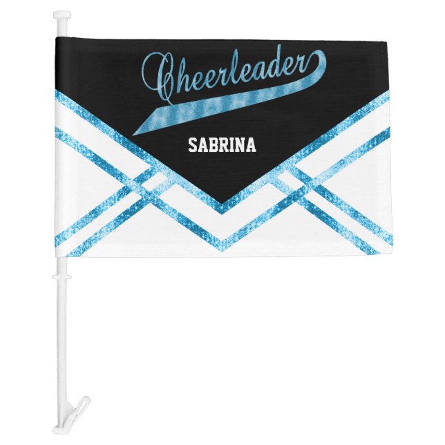Personalize Cheerleader - Baby Blue  Car Flag (Front)