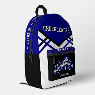 Personalize Cheerleader Blue, Black, White Printed Backpack
